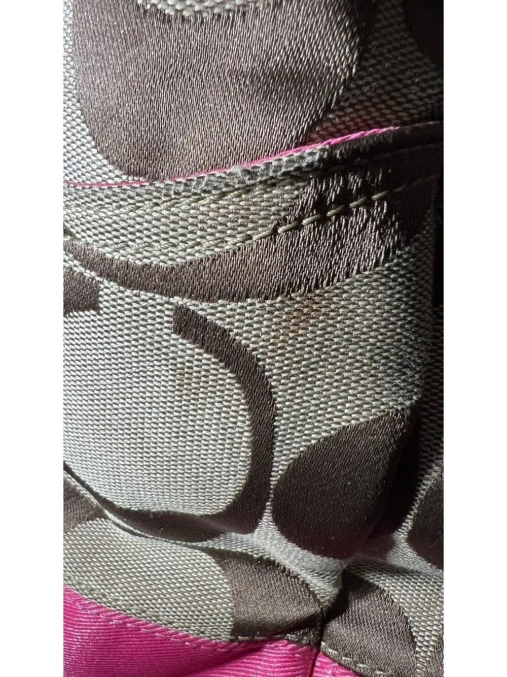 Coach Signature Stripe Diaper/Tote Bag With Pink Trim - Stylish & Functional Bro